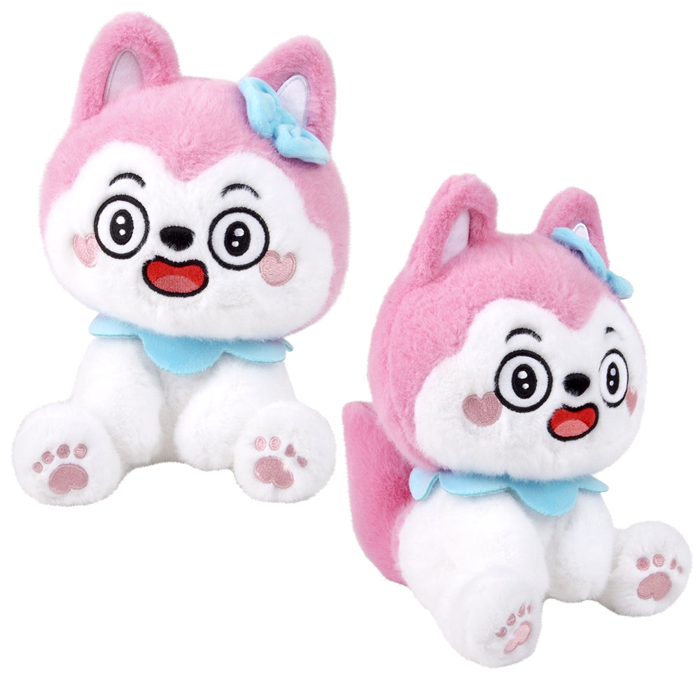 Plush Sitting Dog Pink 9"