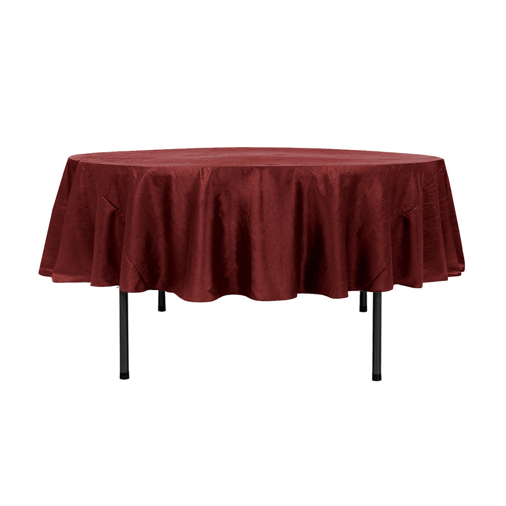 90″ Cranberry Crinkle Crushed Taffeta Round Tablecloth