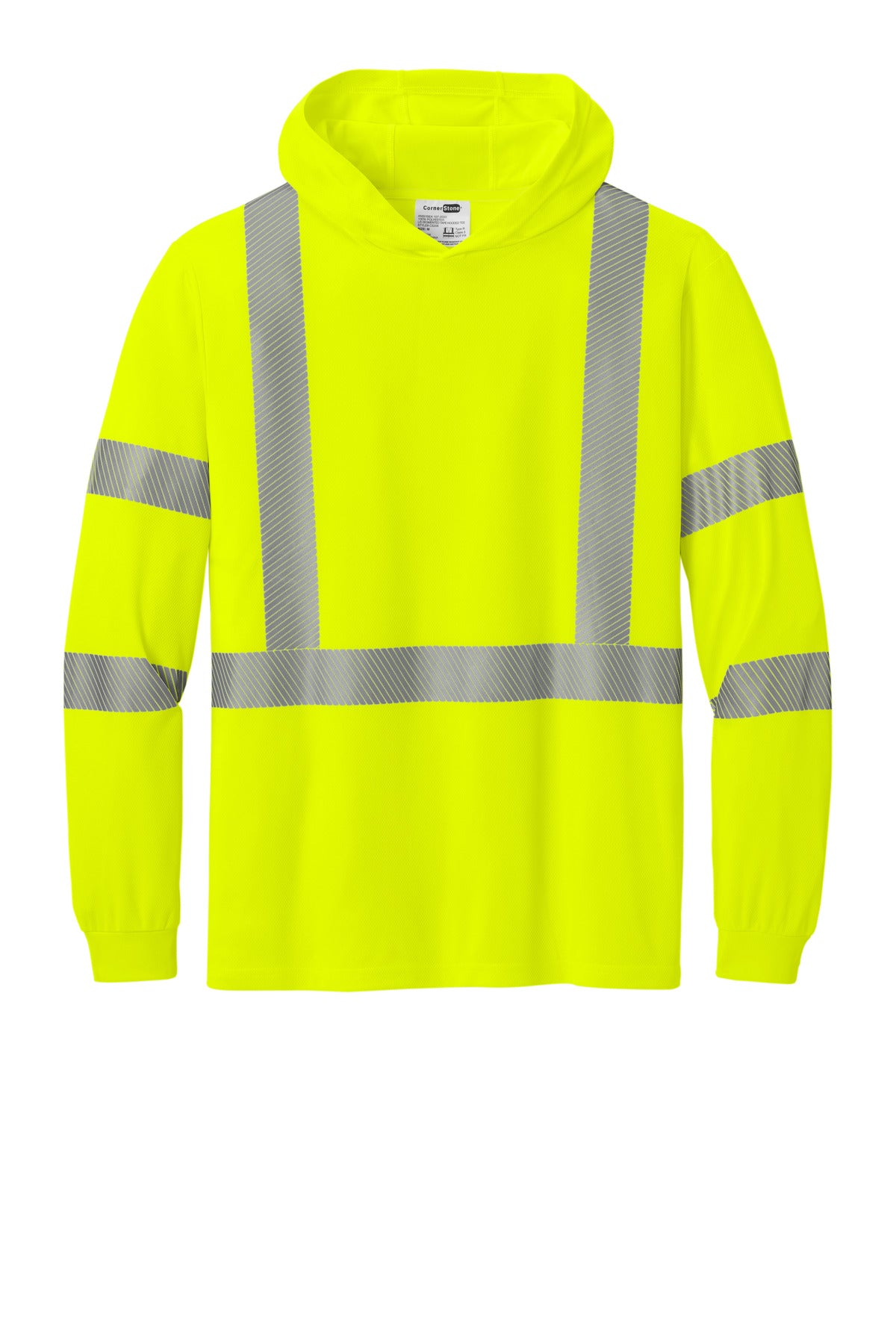 CornerStone® ANSI 107 Class 3 Long Sleeve Segmented Tape Hooded Tee