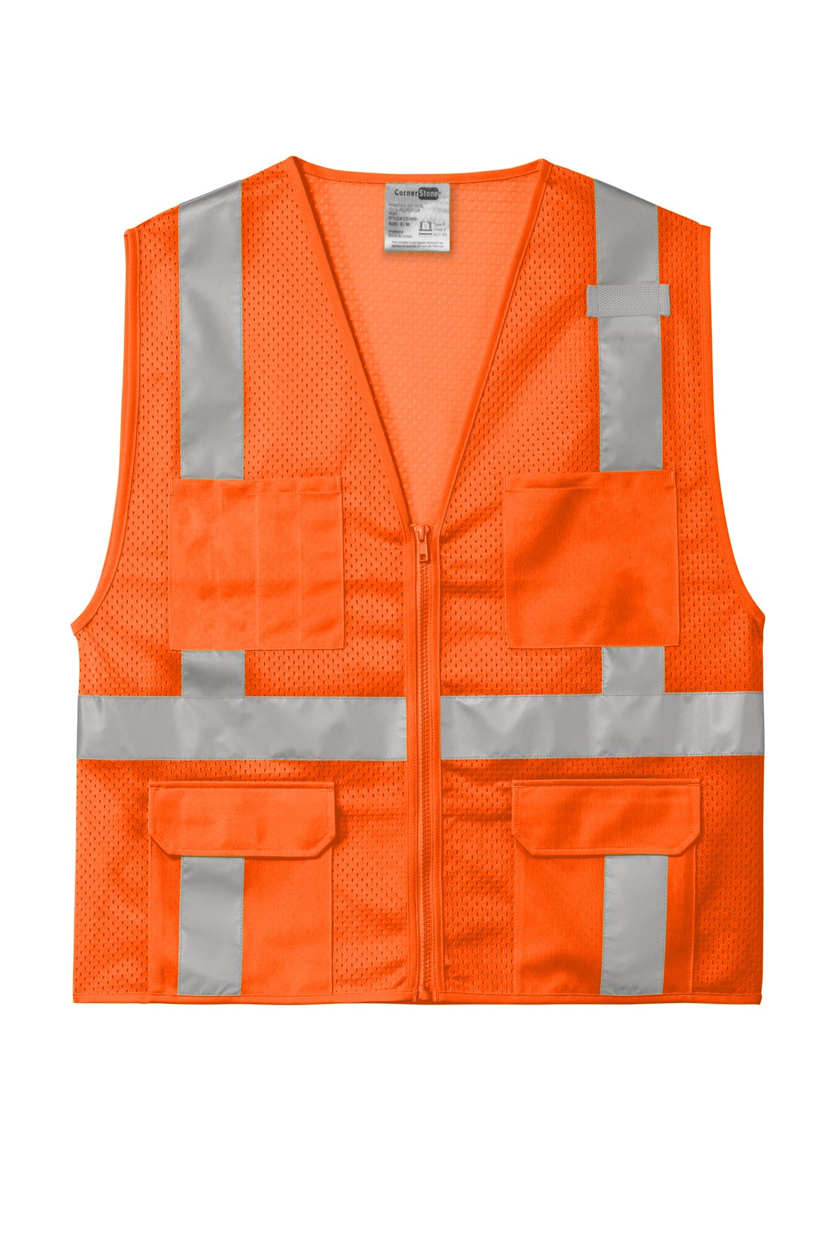 CornerStone ® ANSI 107 Class 2 Mesh Six-Pocket Zippered Vest