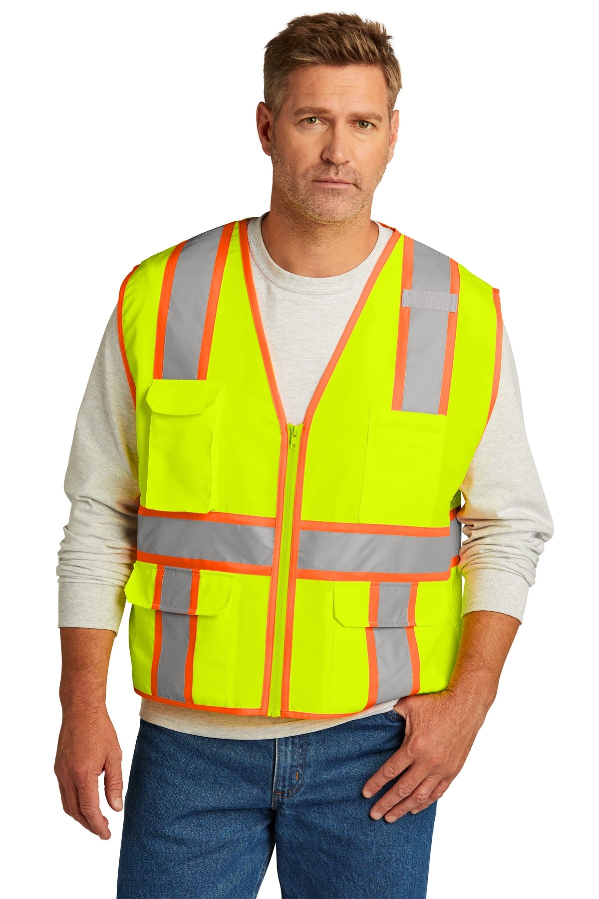 CornerStone ® ANSI 107 Class 2 Surveyor Zippered Two-Tone Vest