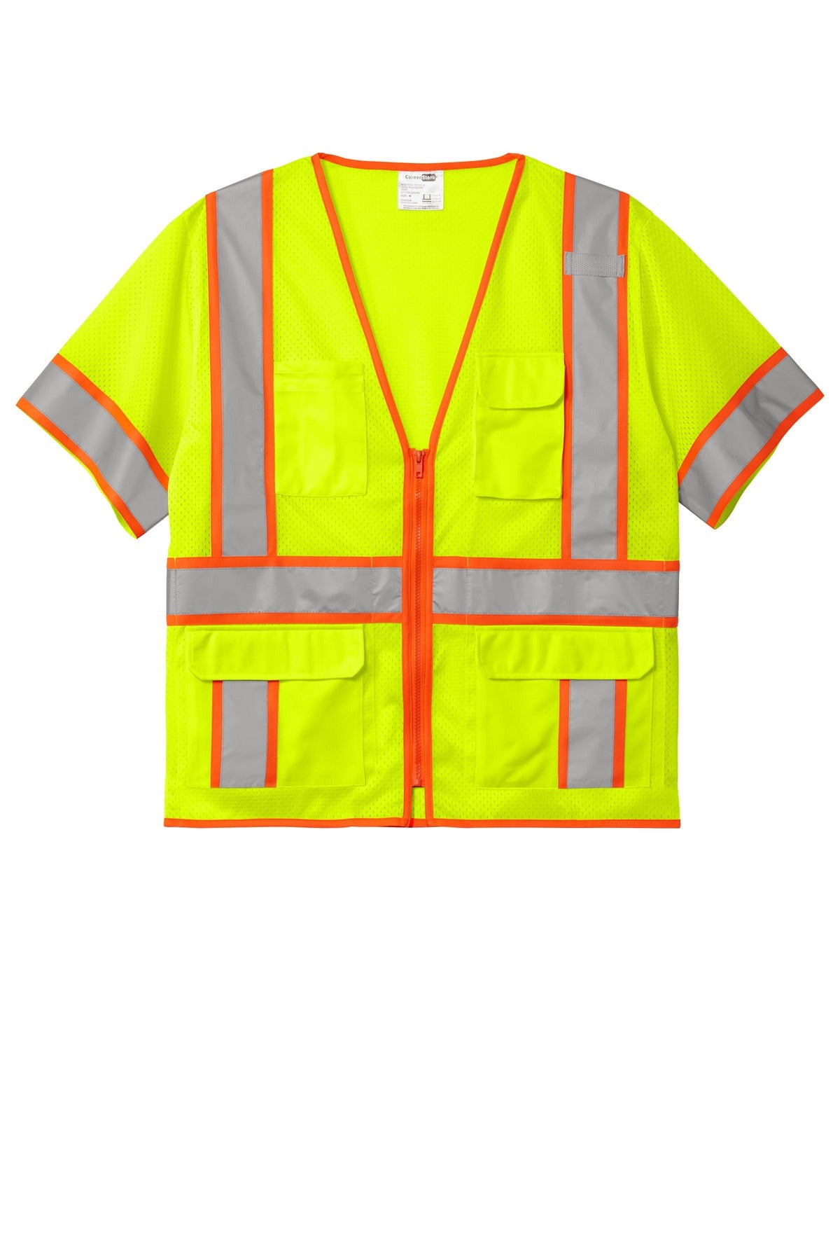CornerStone ® ANSI 107 Class 3 Surveyor Mesh Zippered Two-Tone Short Sleeve Vest