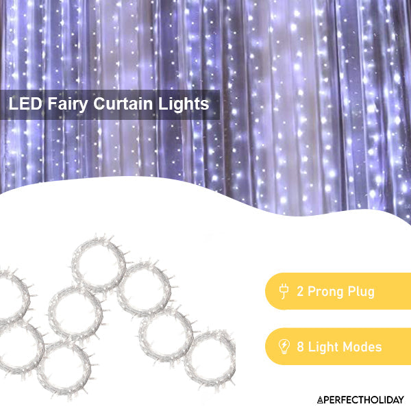 200 LED Curtain Light White