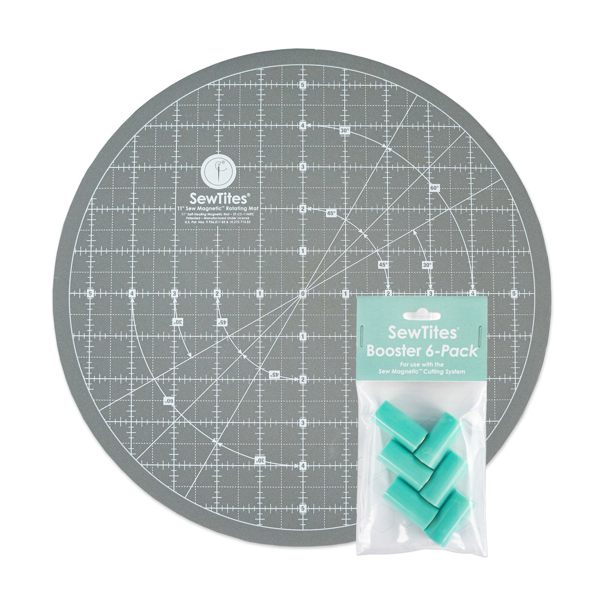 Sew Magnetic Self-Healing Cutting Mat - 11" Rotating, Non-Slip Back, Grid Lines (1 Bundle)