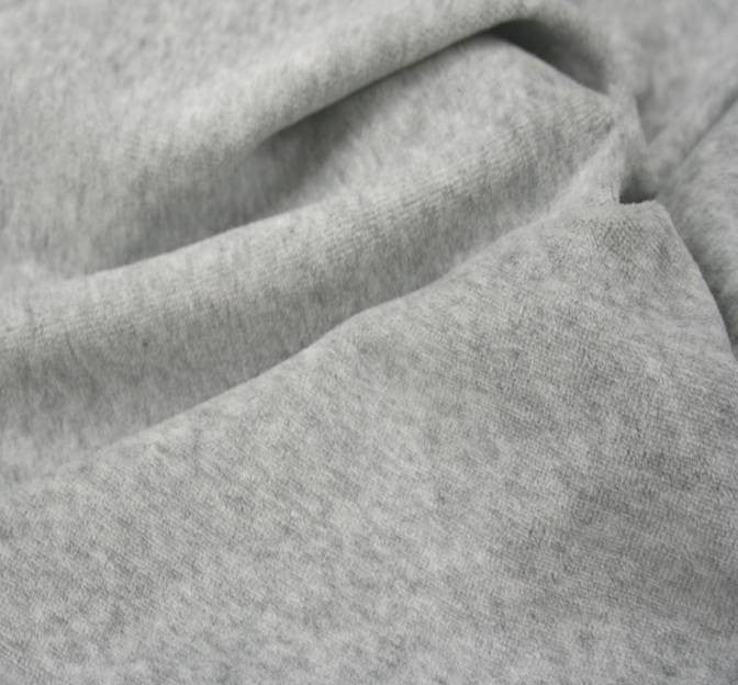 CVC Velour Cotton Polyester Fabric - Solid Heather Gray, 58/60" Width (1 Yard)