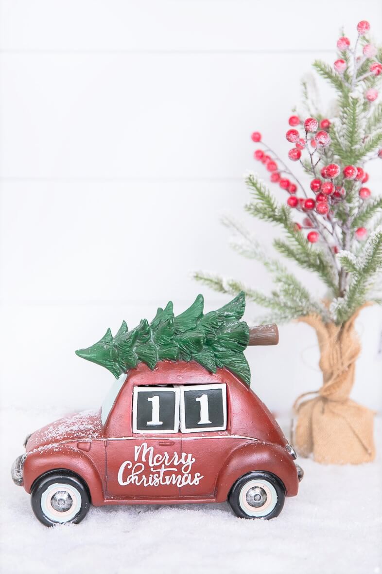 11.5” Resin Countdown Calendar Holiday Truck with Christmas Tree