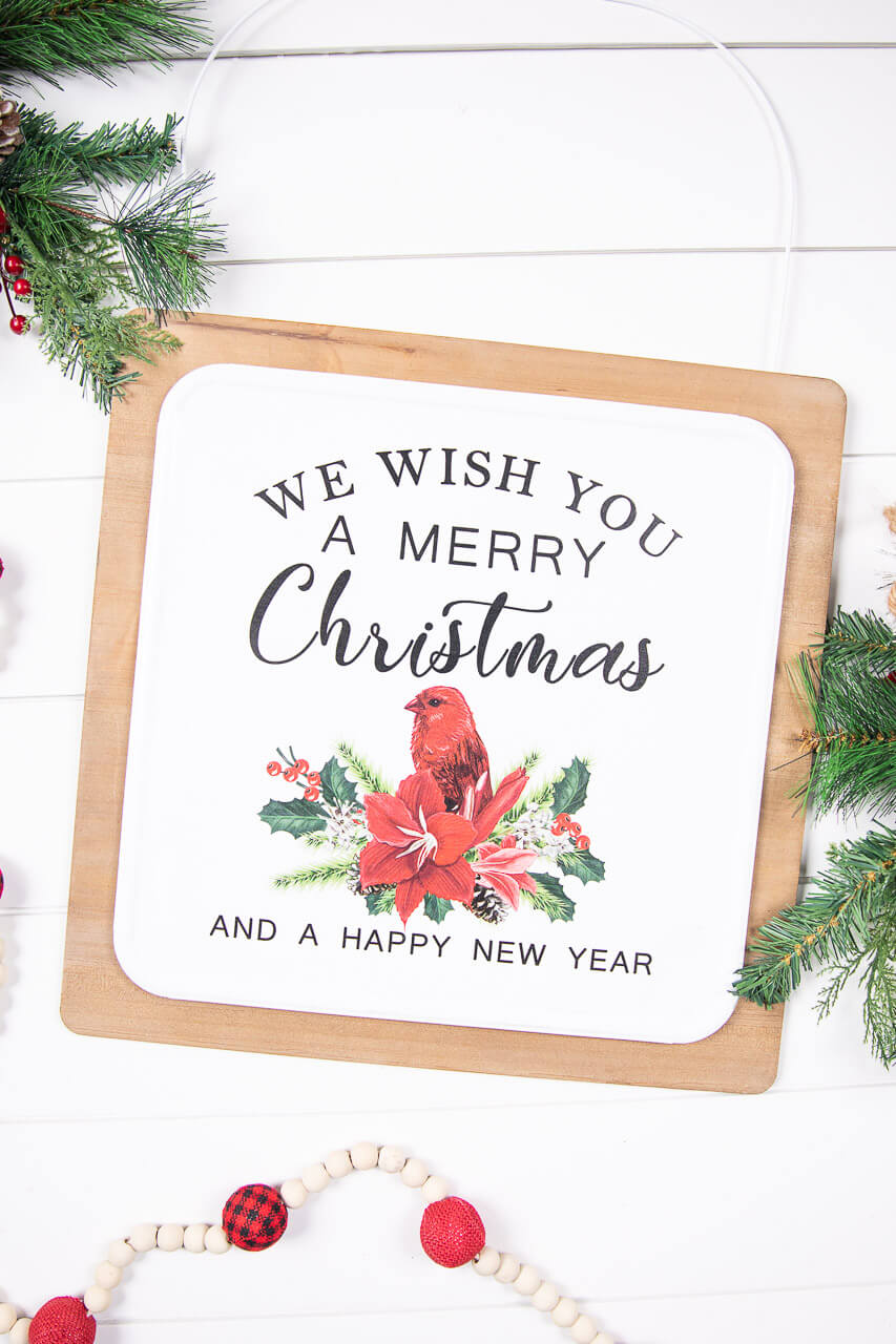16” Wood & Metal Wish You A Merry Christmas Wall Decor