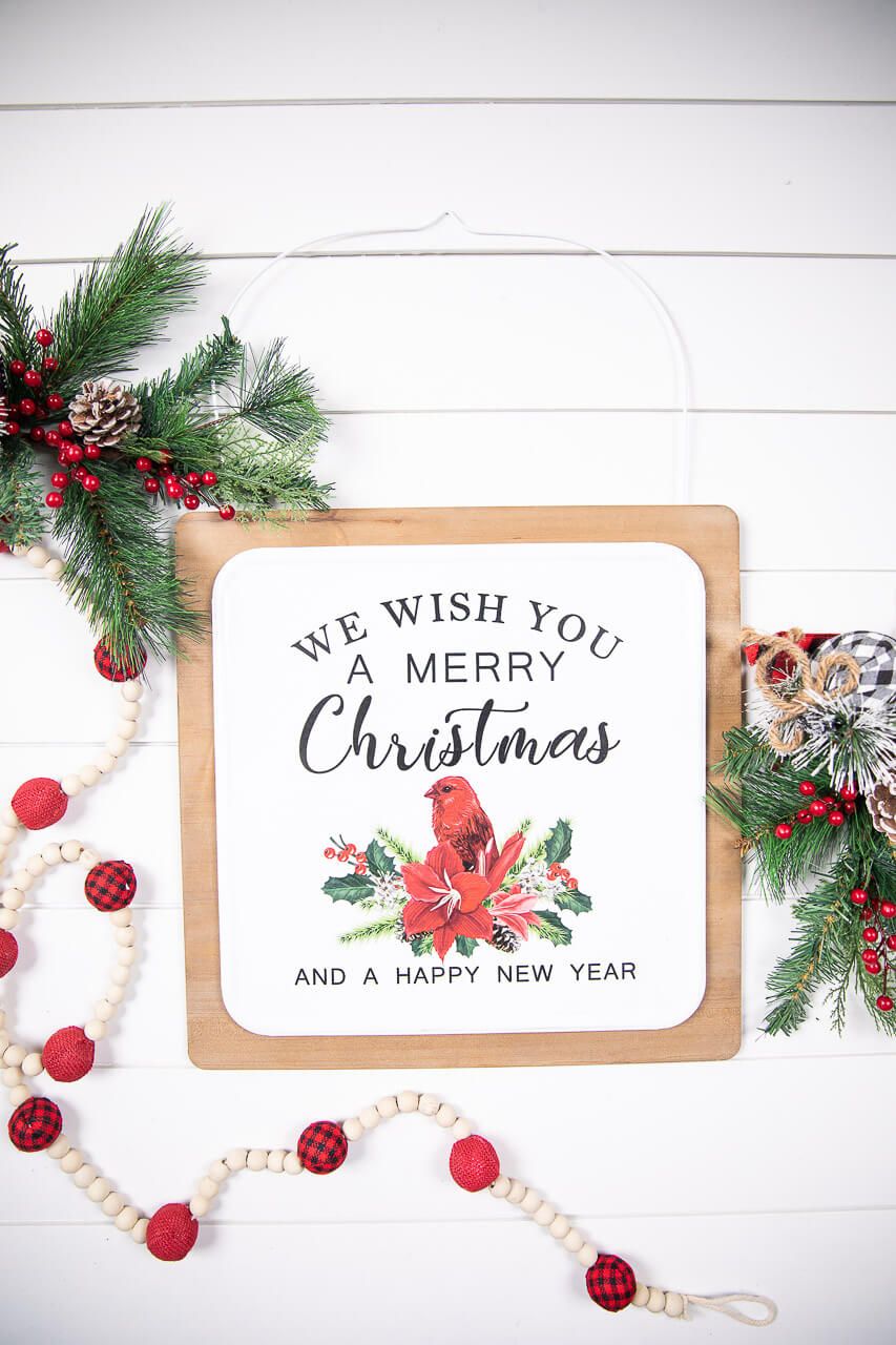 16” Wood & Metal Wish You A Merry Christmas Wall Decor