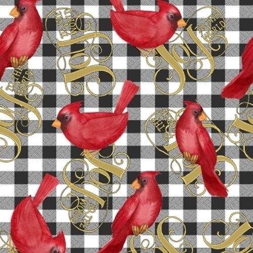 Quilting Cotton Cardinal Elegance Joy To The World