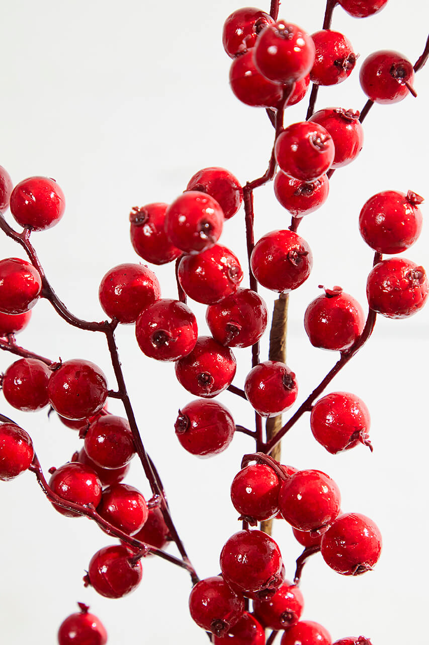 29” Cardinal Red Crabapple Christmas Spray