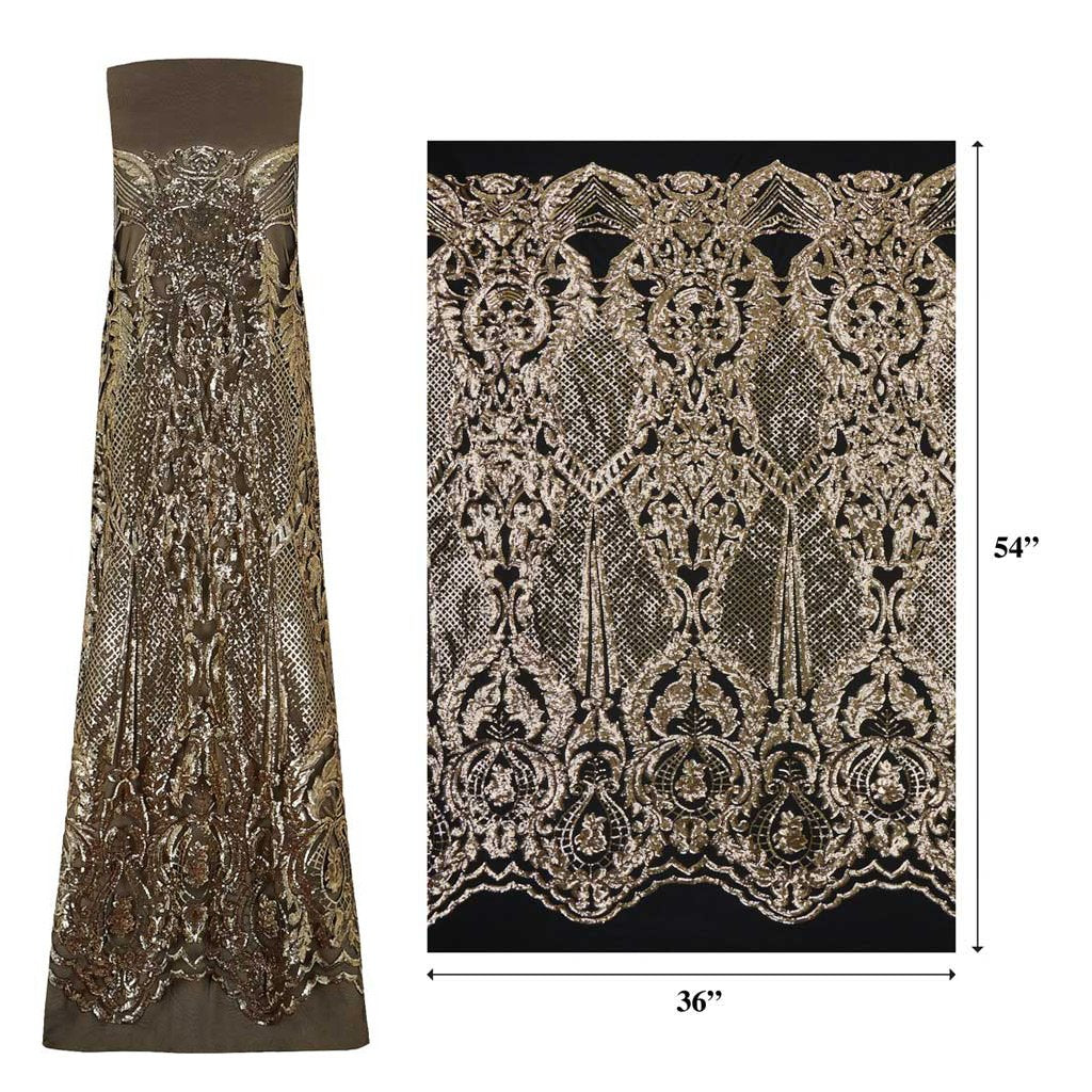 Celine Stretch Mesh Sequin Fabric - Embroidered Sequin, 54" Width (1 Yard)