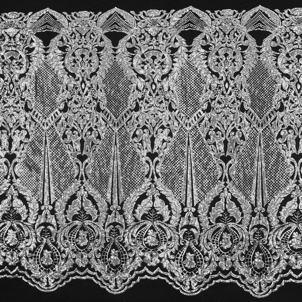 Celine Stretch Mesh Sequin Fabric - Embroidered Sequin, 54" Width (1 Yard)