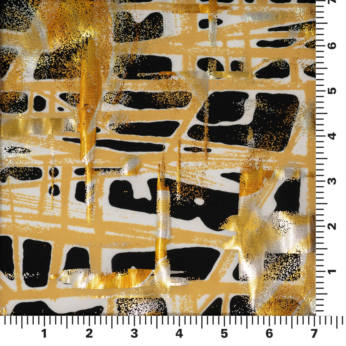 Cellular Foil Printed Polyester Spandex Fabric - Cross-Hatch Splatter Foil Print, 56" Width (1 Yard)
