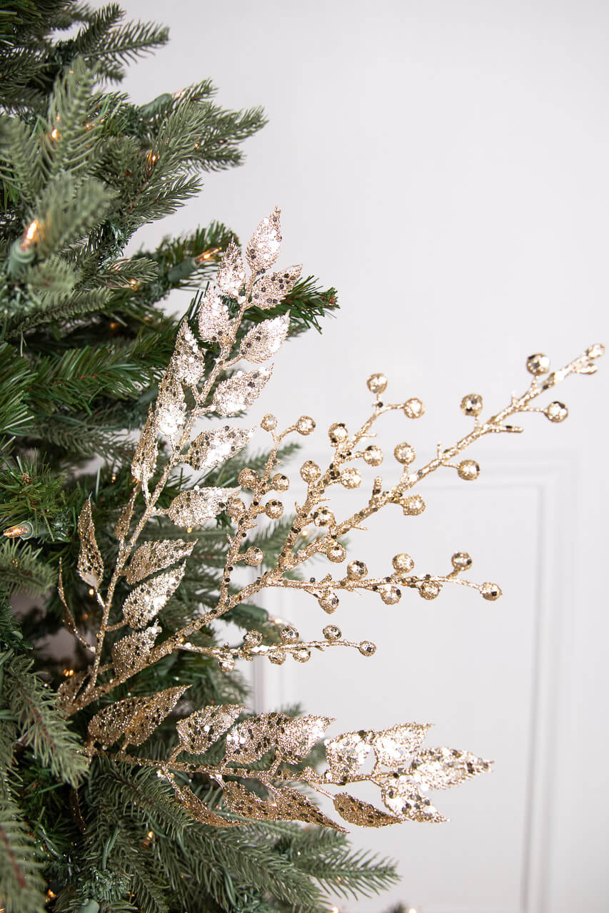 29” Glitter Smilax Berry Spray - Champagne