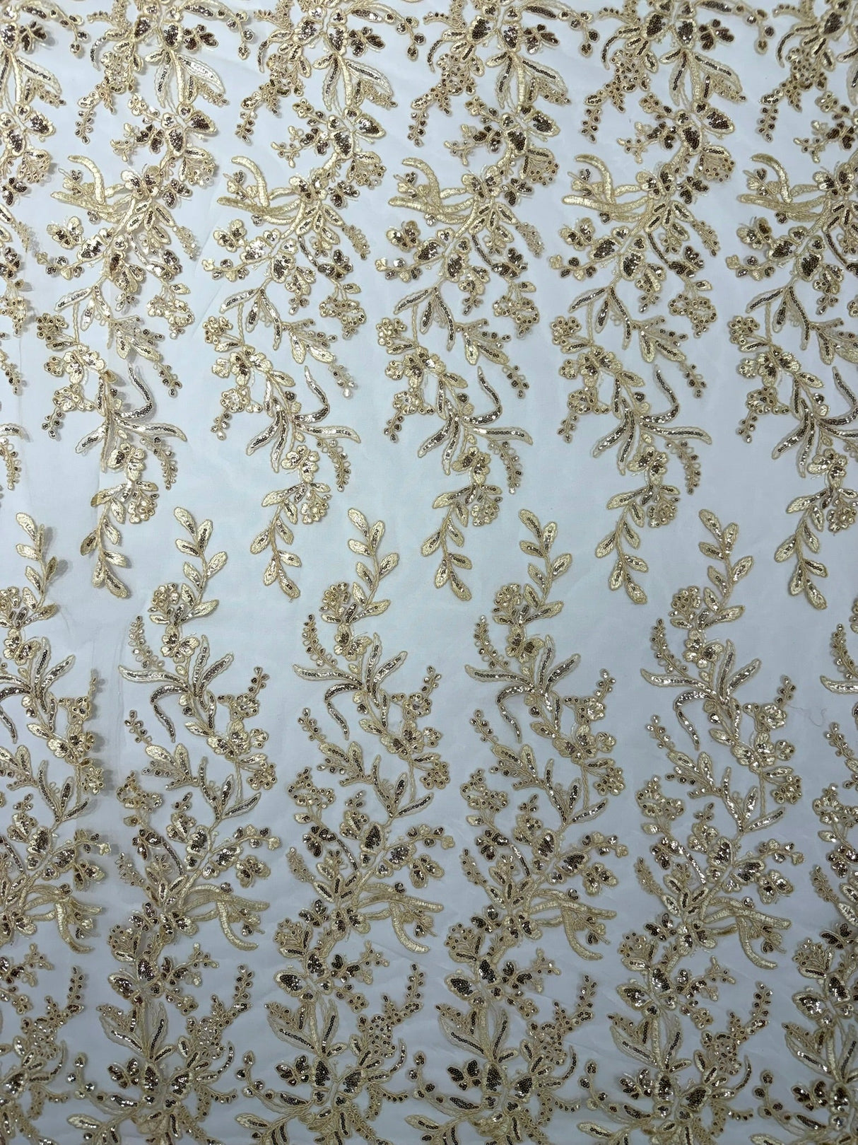 Butterfly Corded Lace Fabric - Butterfly Embroidery, Metallic Sequins, 54" Width (1 Yard)