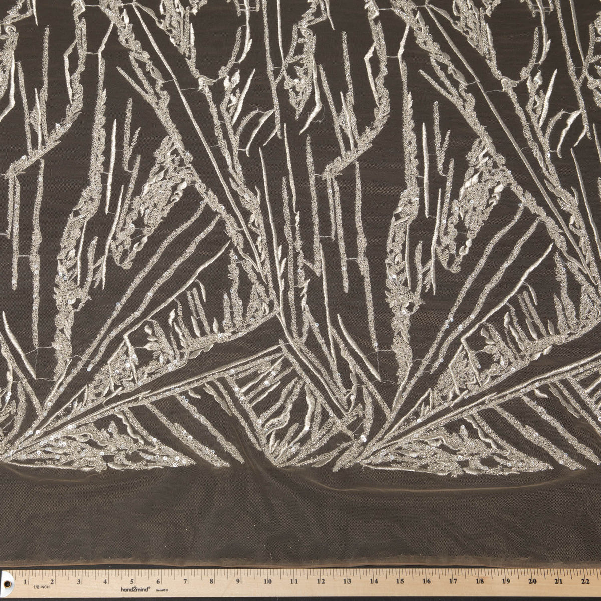 1 Yard P Soft Tulle Lace Fabric Embroidered Sequined Elegant Beautiful Design 52" Wide