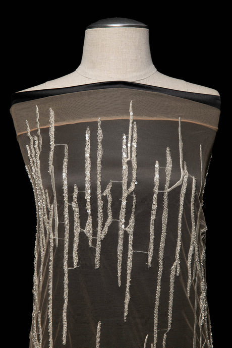 1 Yard Elegant Sequined Embroidered Soft Tulle Lace Fabric, 52" Wide for Dresses & Decor