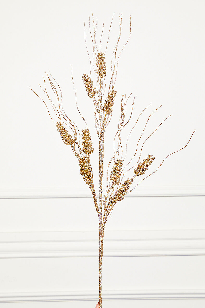 36.5" Champagne with Glitter Grass Spray