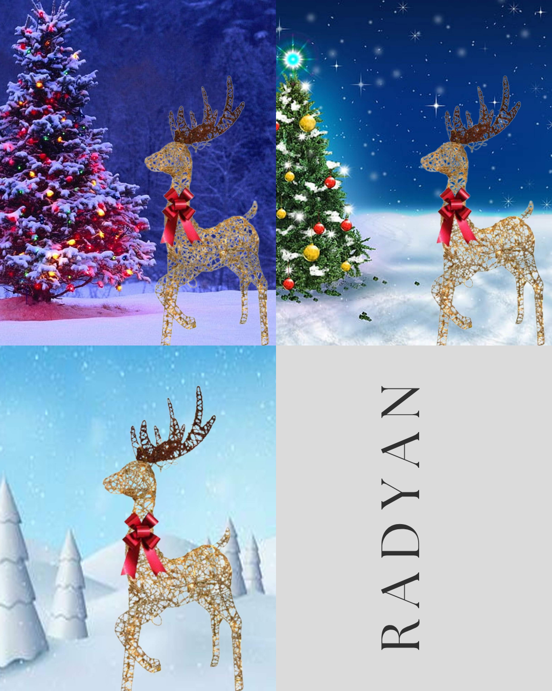 Champagne Woven Standing Reindeer Elegant Lighted Christmas Decoration