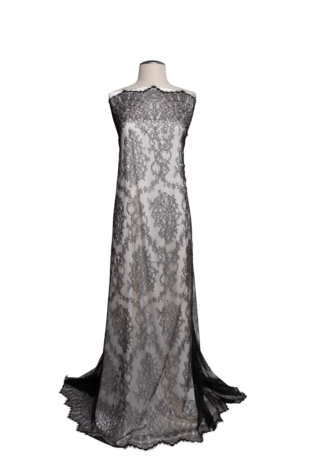 1 Yard Chantilly Lace Fabric with Embroidered Floral Pattern, 54" Wide, Elegant Sheer Fabric for Bridal & Fashion