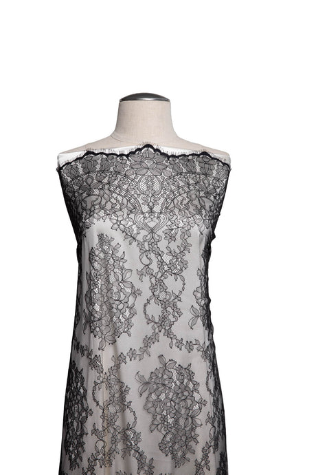 1 Yard Luxurious Chantilly Lace Fabric with Lavish Floral Pattern 54" Wide