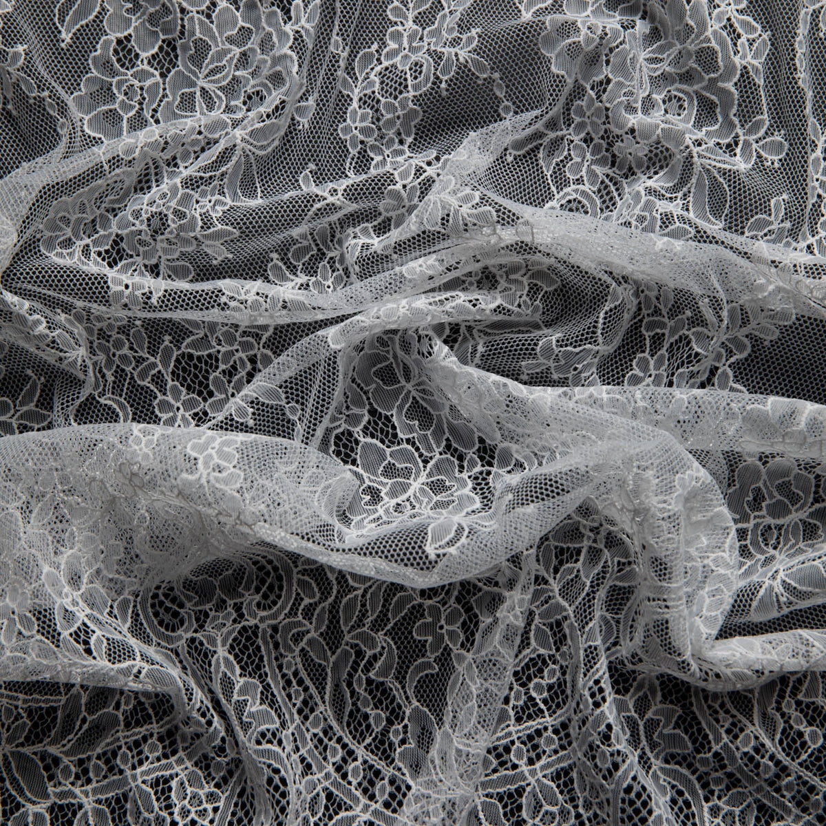 1 Yard Chantilly Lace Fabric with Embroidered Floral Pattern, 54" Wide, Elegant Sheer Fabric for Bridal & Fashion