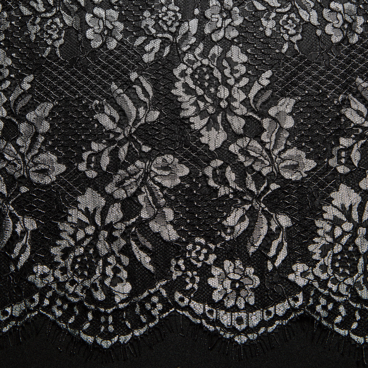 1 Yard Chantilly Lace Fabric Embroidered with Cord and Exquisite Floral Pattern, 56" Wide