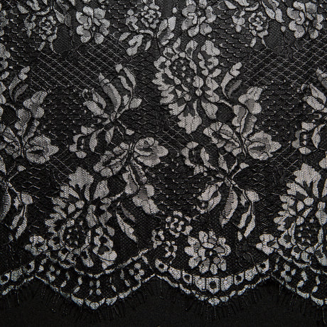 1 Yard Chantilly Lace Fabric Embroidered with Cord and Exquisite Floral Pattern, 56" Wide