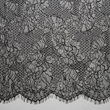1 Yard Chantilly Lace Fabric Embroidered with Cord and Exquisite Floral Pattern, 56" Wide