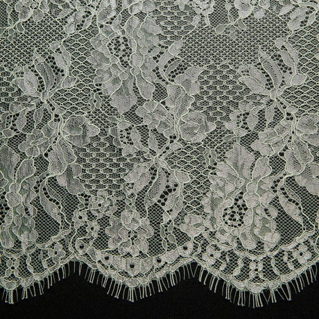 1 Yard Chantilly Lace Fabric Embroidered with Cord and Exquisite Floral Pattern, 56" Wide