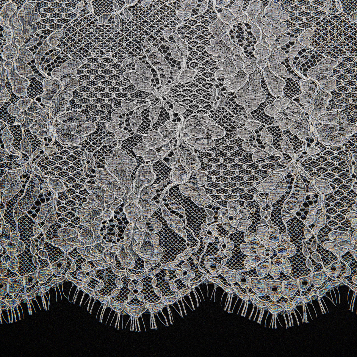 1 Yard Chantilly Lace Fabric Embroidered with Cord and Exquisite Floral Pattern, 56" Wide