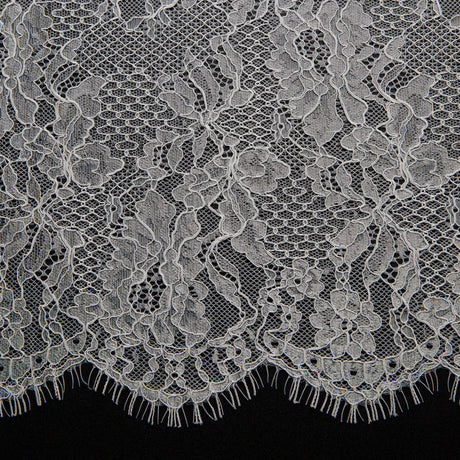 1 Yard Chantilly Lace Fabric Embroidered with Cord and Exquisite Floral Pattern, 56" Wide