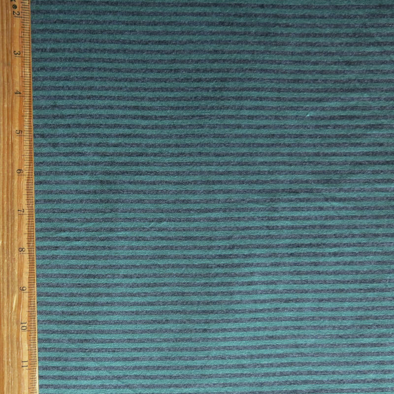 Bamboo Lycra Knit Fabric Charcoal and Green Micro Stripe