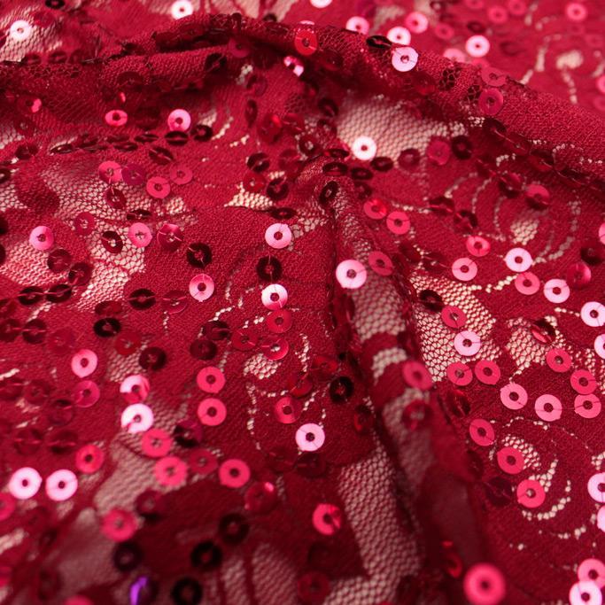 Stretch Lace Sequin Floral Fabric