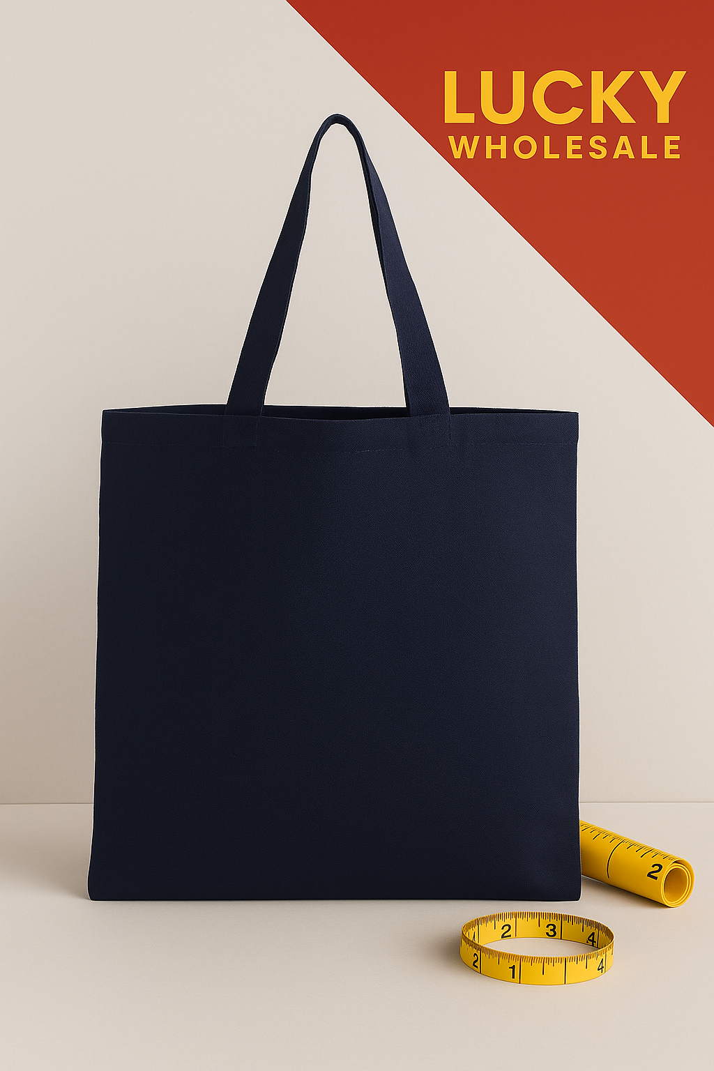 Small Tote Bag Polyester PVC Fabric - Navy, 14 3/4" W x 13 3/4" H (1 Bag)
