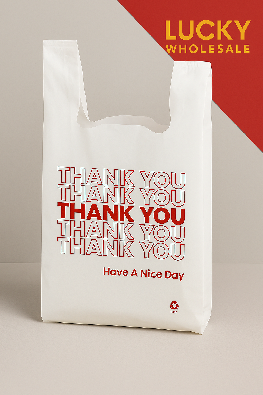 Thank You High Density Polyethylene Bags - White, Pre-Printed Thank You, Small, Large (1 Pack)