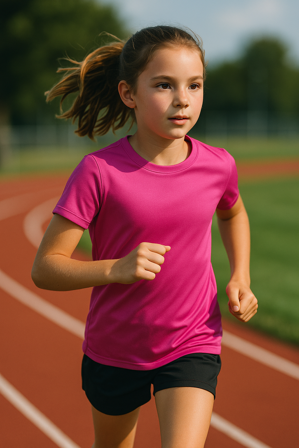 A4 NB3142 Youth Cooling Performance Crew Micro Poly Interlock Fabric - Fuchsia, 44+ UPF, Moisture Wicking, Stain Release (1 Unit)