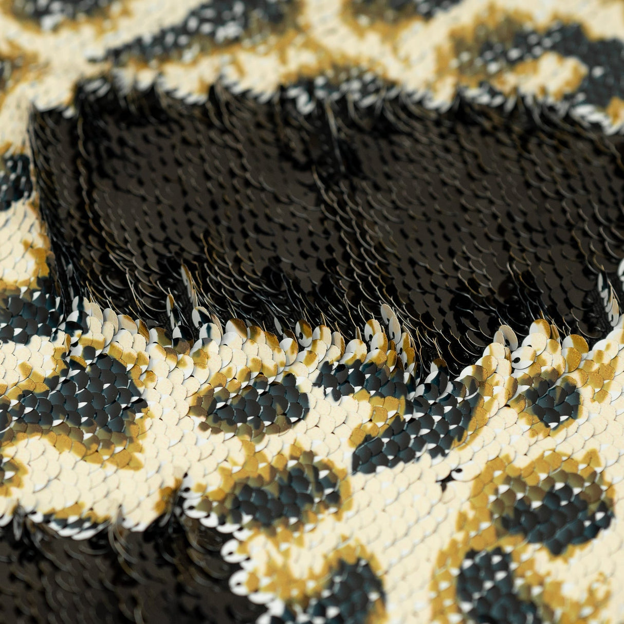 Cheetah Printed Flip Sequin Spandex Fabric - Cheetah Spots, Black Reverse, 55/56" Width (1 Yard)