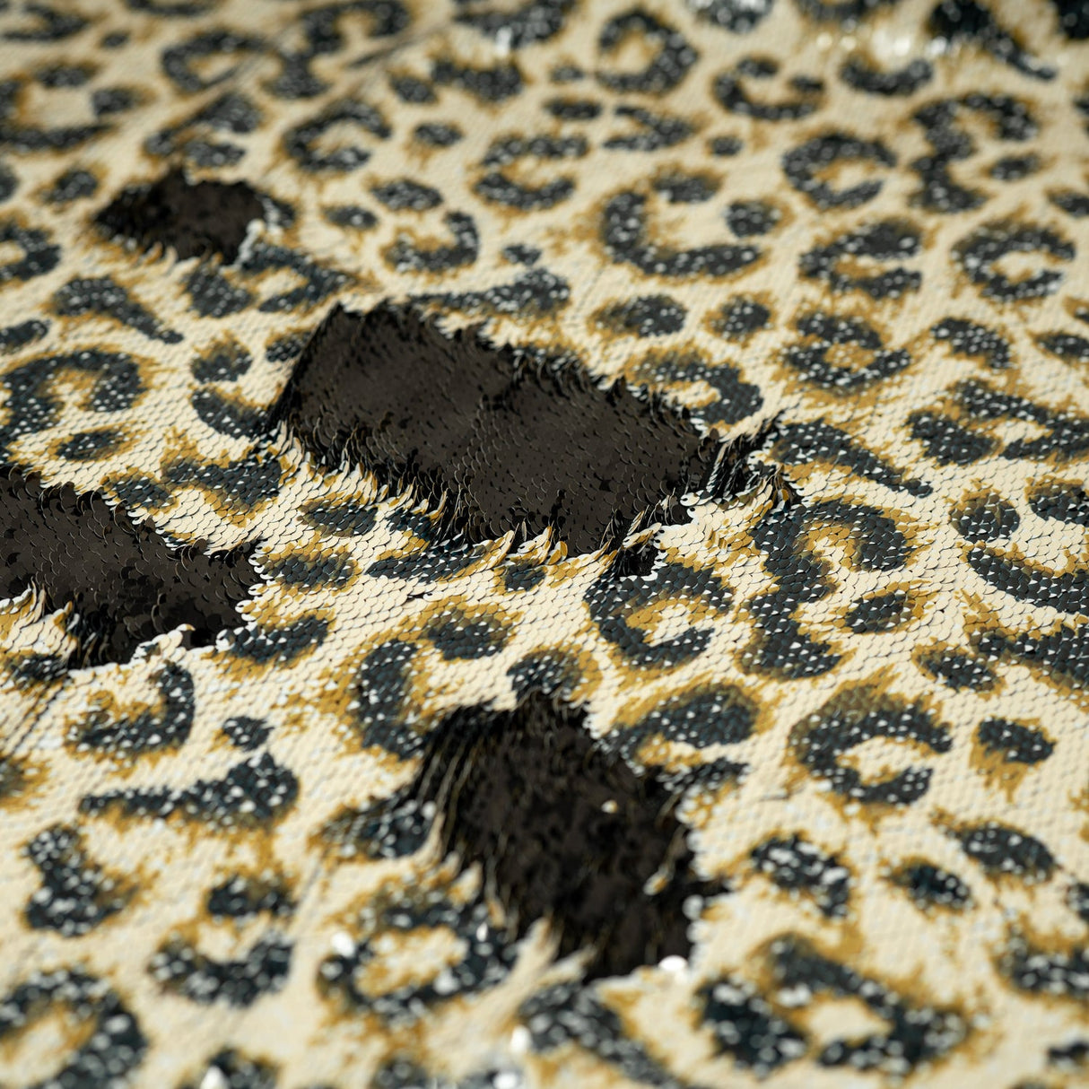 Flip Sequin Spandex Cheetah Print Black