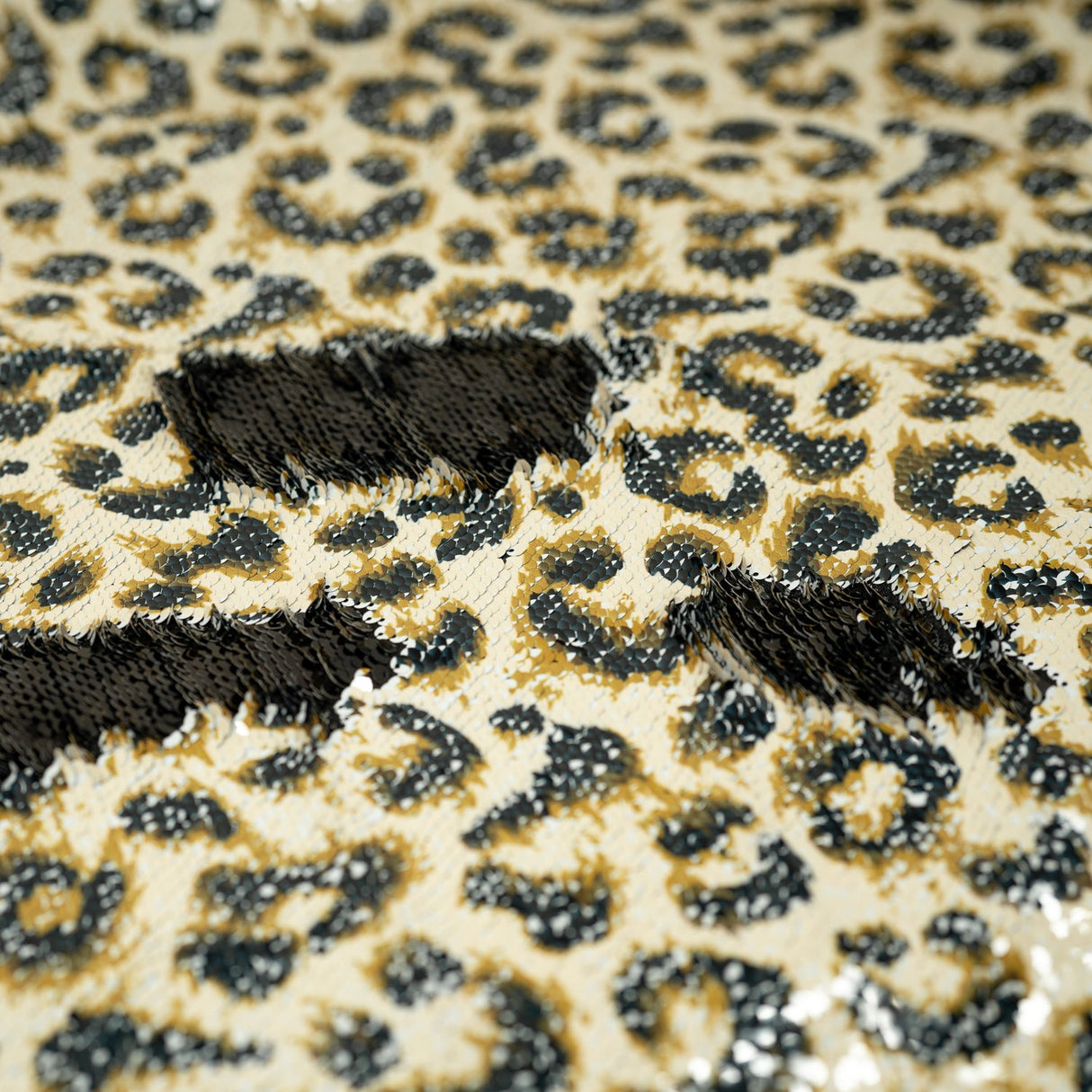 Flip Sequin Spandex Cheetah Print Black