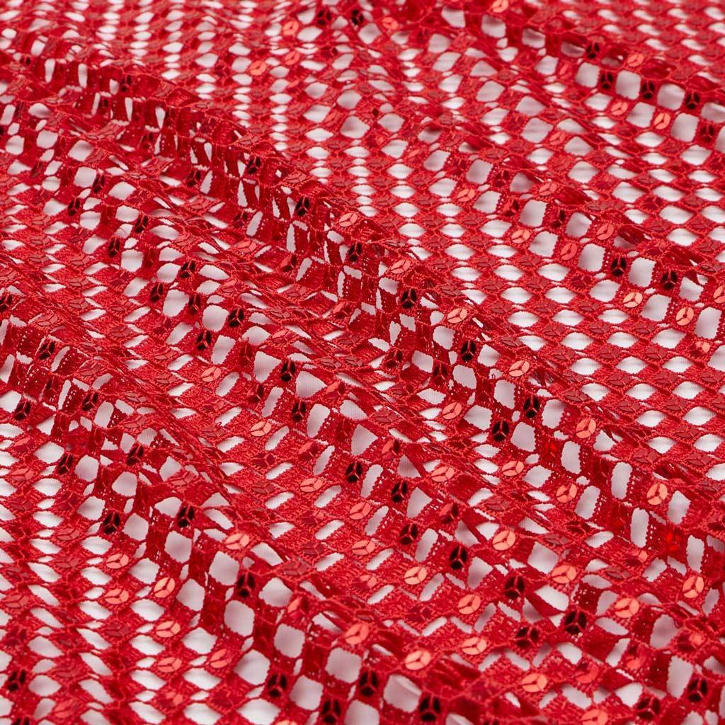Knitted Lace Sequin Chequered Fabric