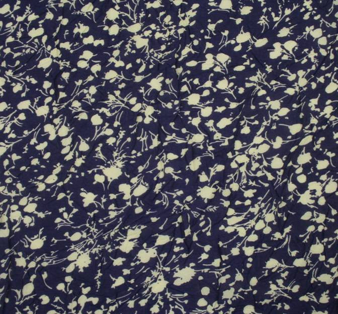 Chiffon Crinkle Print D#849-13132 100 Percent Polyester Fabric - Navy/Yellow, Crinkled, 53" Width (1 Yard)