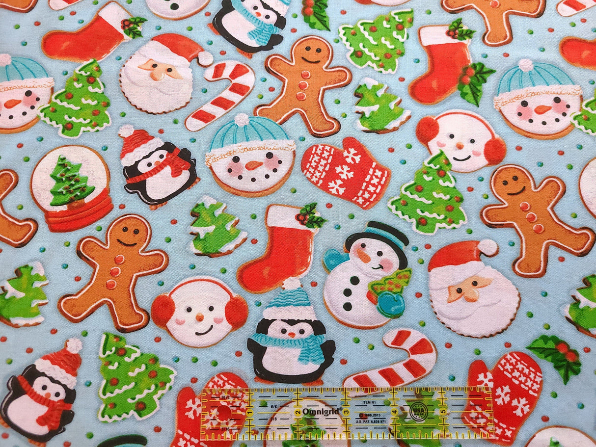 Quilting Cotton Christmas Cookies Gingerbread Holiday Print