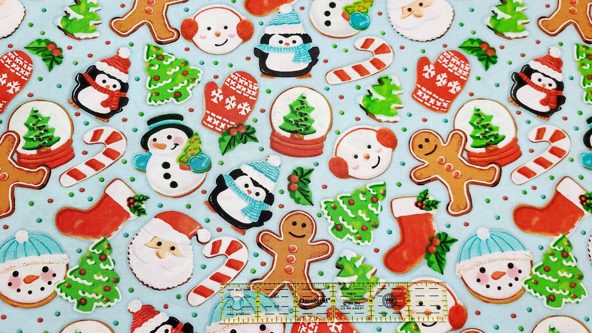 Quilting Cotton Christmas Cookies Gingerbread Holiday Print
