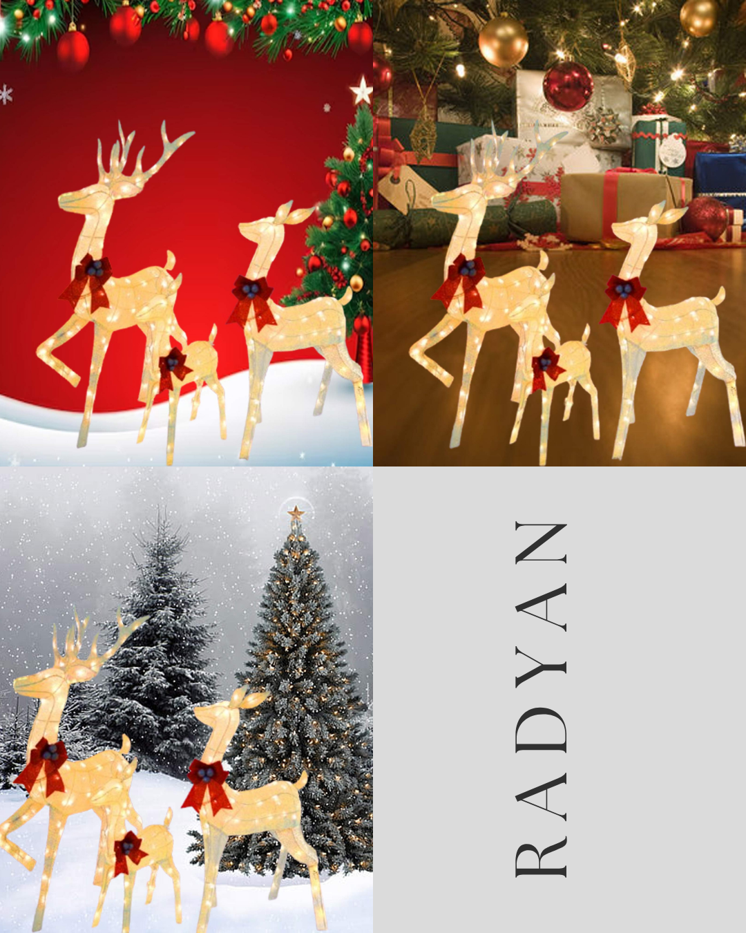 Christmas Deer Family LED Lights Decorative Holiday Indoor Outdoor Display