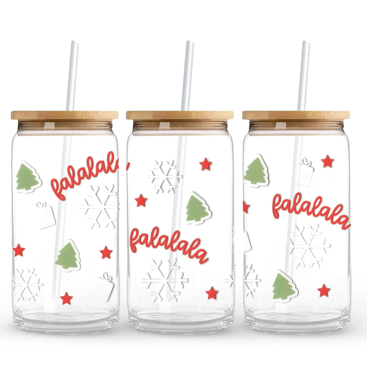 UV DTF Wrap - Christmas Trees, Snow Flakes & Falalala (9.7" x4.3")