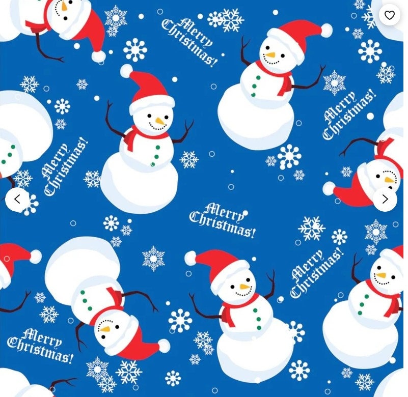 Quilting Cotton Snowman Christmas Fabric 100% Cotton