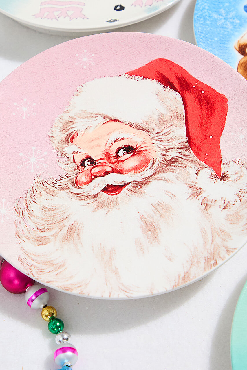 8" Vintage Round Christmas Plates - Set of 4