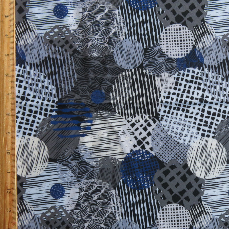 Stretch Woven Boardshort Fabric Circle Patterns Flow UPF 50+