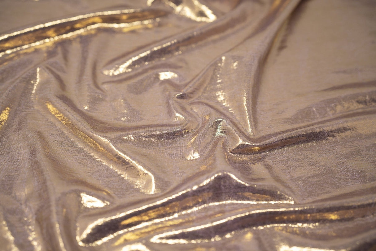 Claudette Creased Foiled Spandex Fabric - Creased Foil, 54" Width (1 Yard)